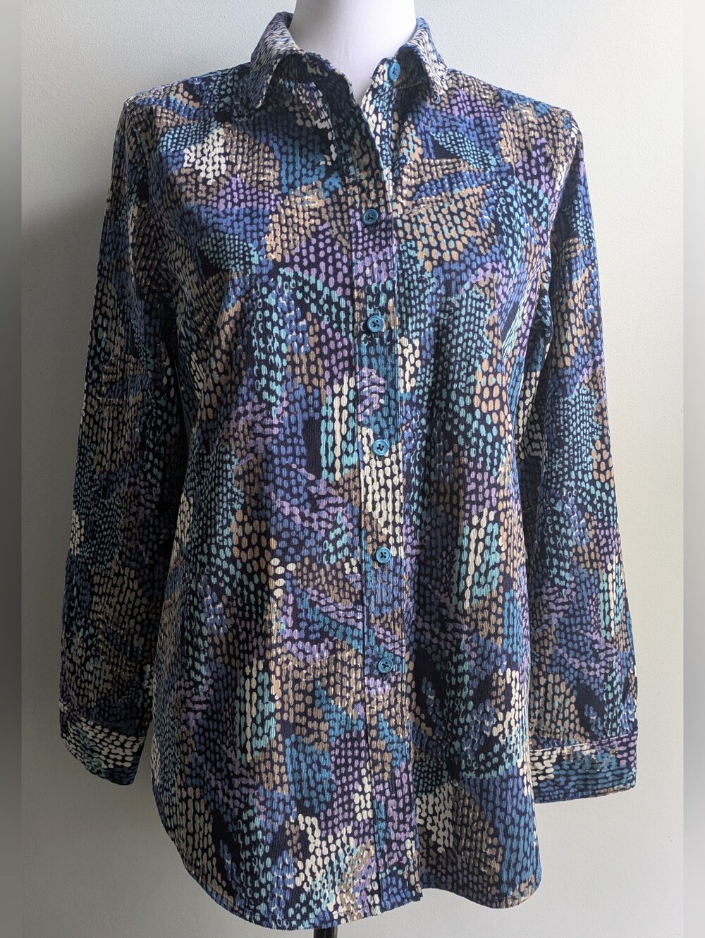 Chico's Colorful Baby Corduroy Women's Button-Up Blouse Size 1 (M/8)